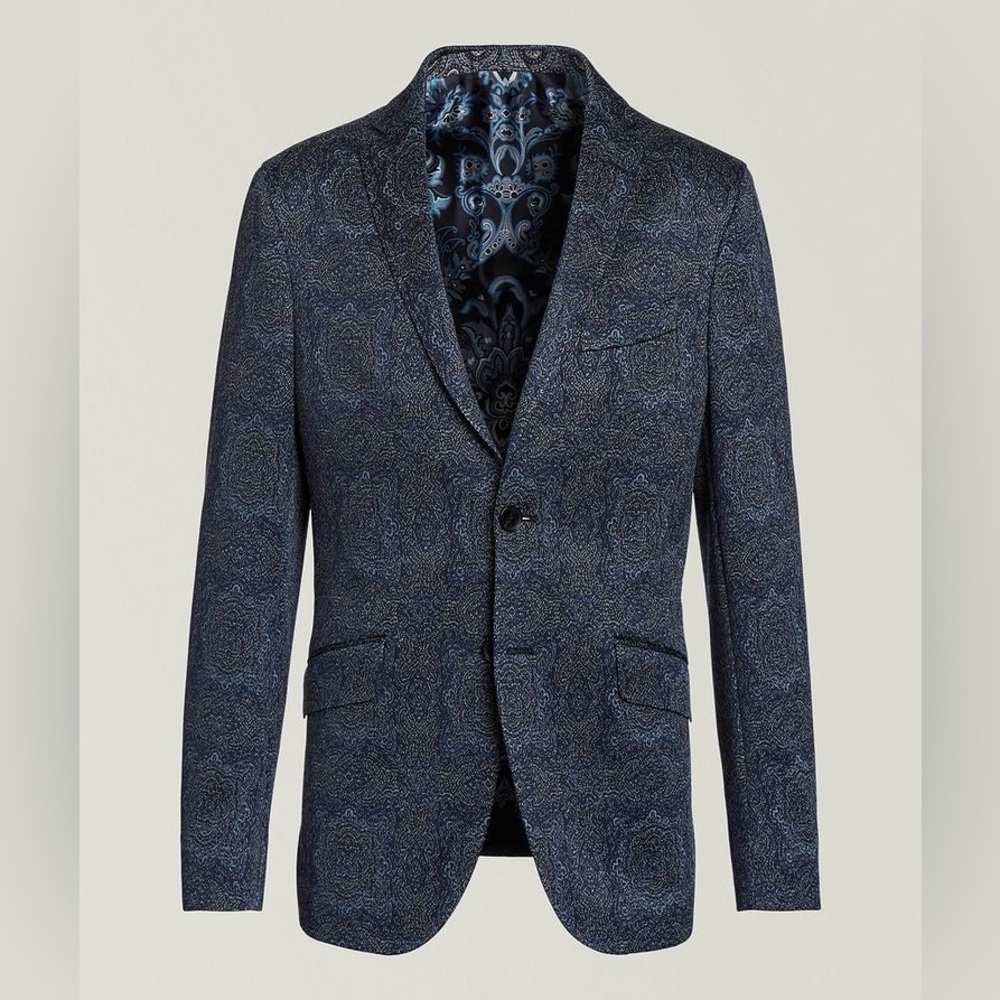 NWT- Etro Milano Men's Navy Paisley Blazer